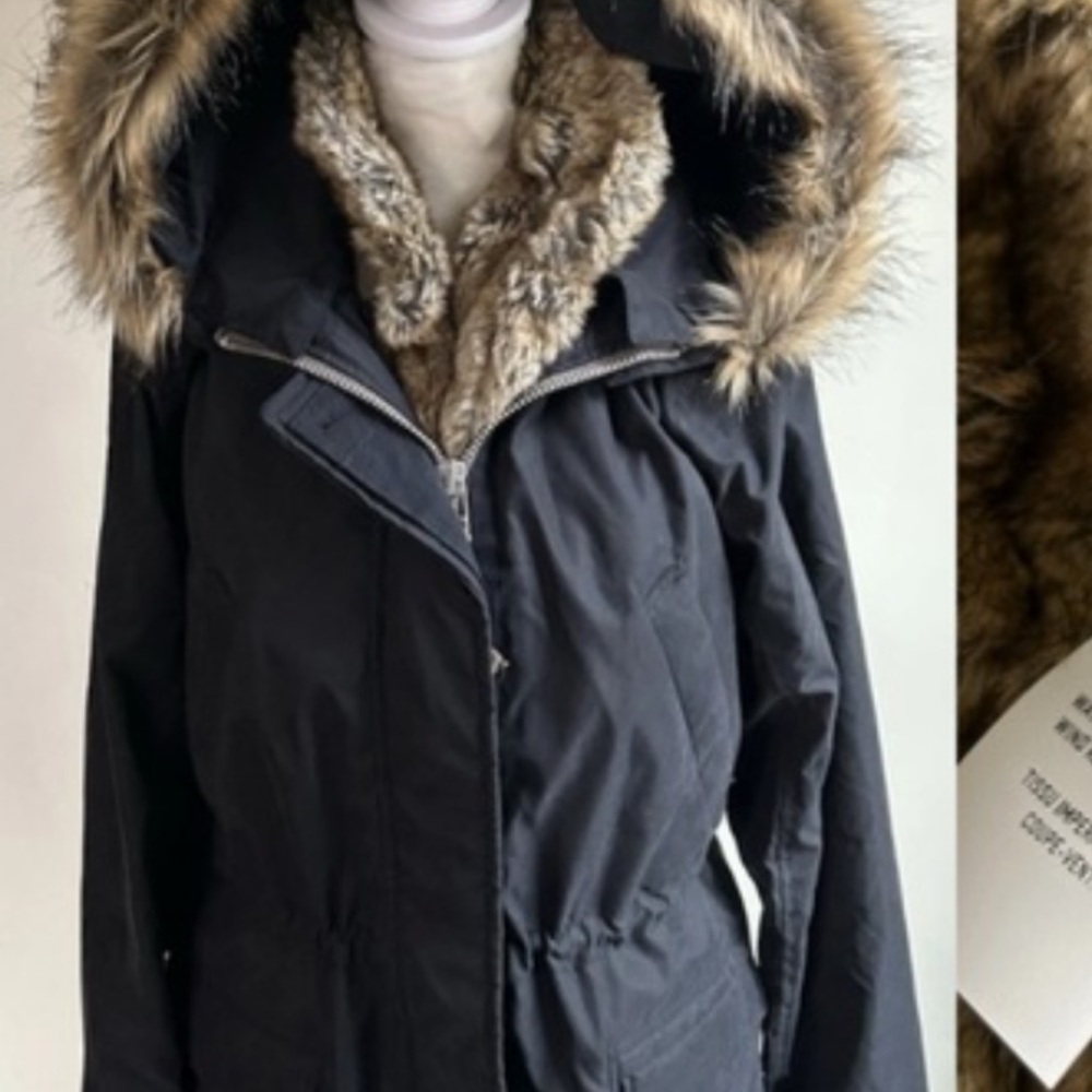 Abercrombie & Fitch Black Utility Jacket with Faux Fur Lining - Picture 2 of 6